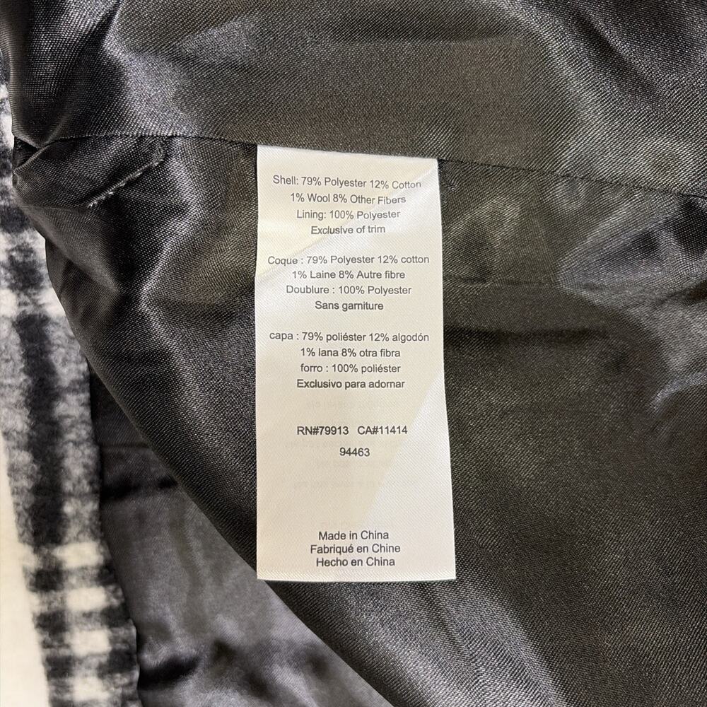 NWT Motherhood Maternity Women's Pea Coat Black & White Plaid Size Small Chrty - Picture 15 of 16